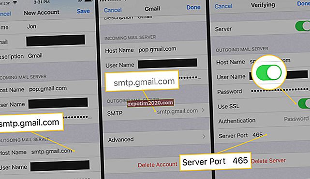 Informazioni sul server Gmail Pop e SMTP